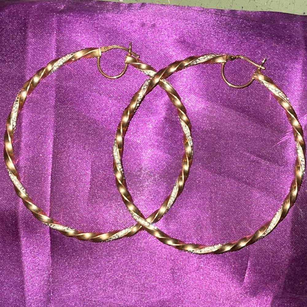 Gold and diamond Twisted Statement Earrings